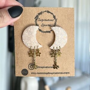 Inspirations Lenara Clay Moon Earrings with Star Charms